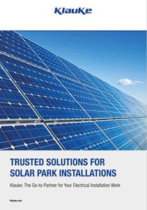 Klauke trusted solutions for solar park installation, overview brochure