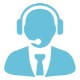light blue icon of a custome support person