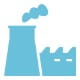 light blue icon of a factory