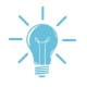 Light blue icon of a light bulb