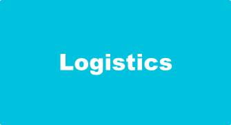 Light blue block, 'logistics' written in the middle