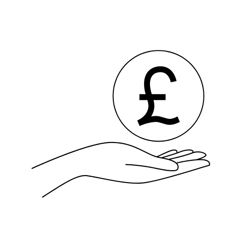 Icon of hand with large pound coin - save costs with bespoke solutions