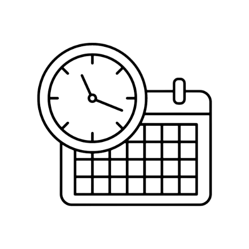 Icon clock and calendar. save time using bespoke solutions