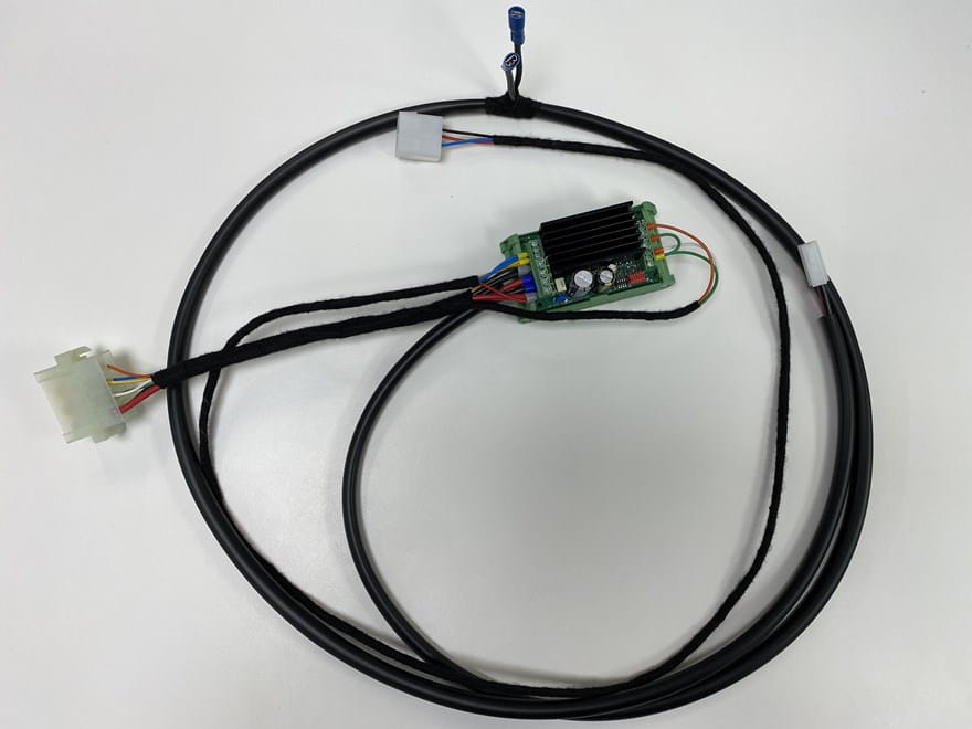 Pre-wired motor controller with cable loom assembly from OEM's technical workshop