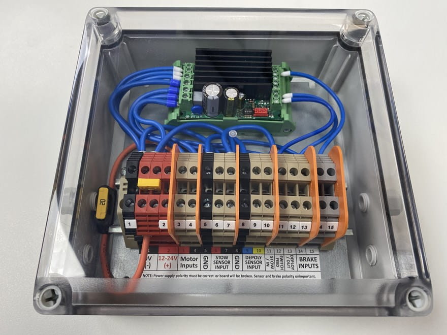 Pre-wired electric motor control box assembly from OEM's technical workshop