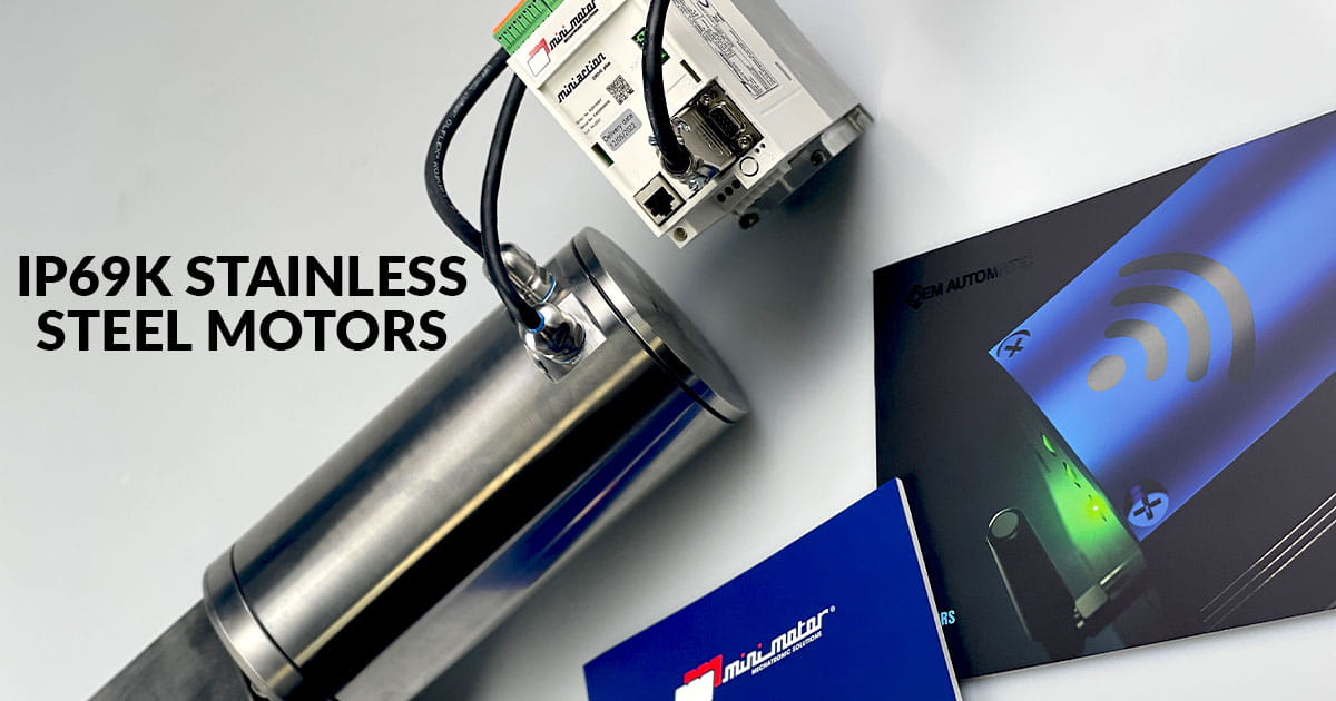 Minimotor IP69K stainless steel motors and motor drive