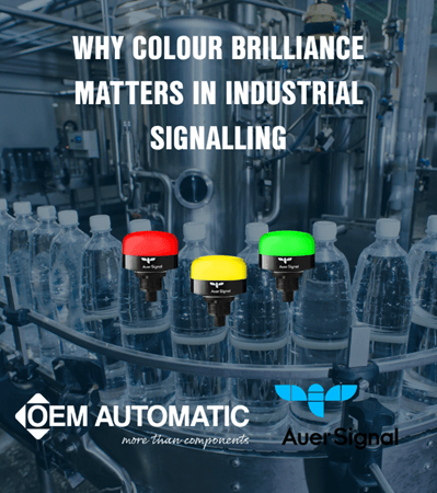 Why Colour Brilliance Matters in Industrial Signalling - Auer smart dot 50 beacons illuminated red, yellow and green