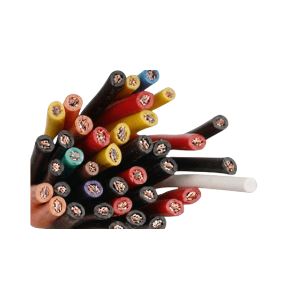 bundle of cables, copper exposed in different colours