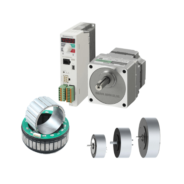 Brushless motor with external drive, pancake motor in 3 sizes and frameless motor