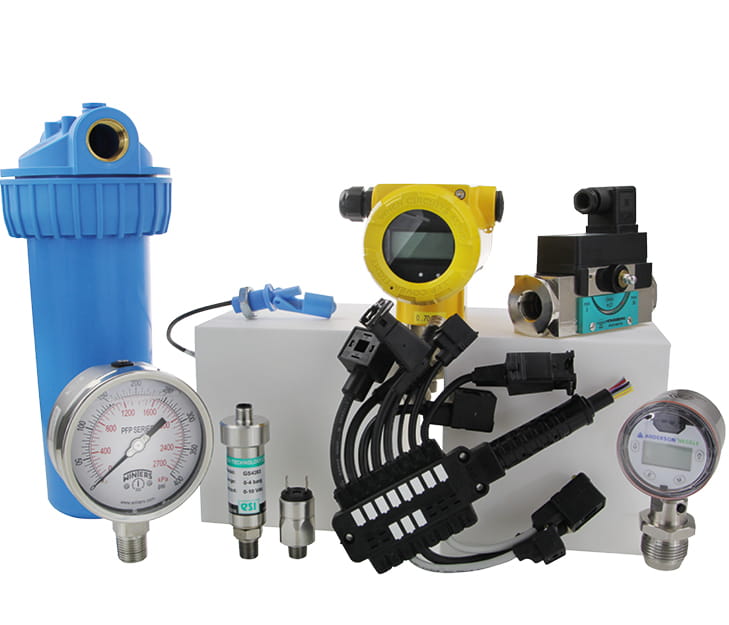 Group shot of various products from the Pressure and Flow business area
