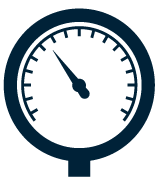 Pressure and flow business area icon, dark navy blue