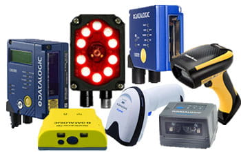 Array of datalogic barcode scanners, including 1D imager, 2D laser scanners, industrial handheld scanner, hand scanners and embedded scanners