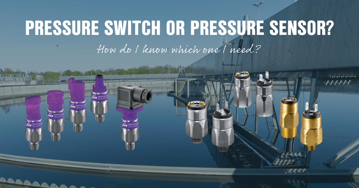 groups of pressure switches and sensors with reservoir background - pressure sensors or switches