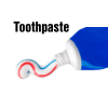 Toothpaste tube with red, blue and white toothpaste squirted out of it
