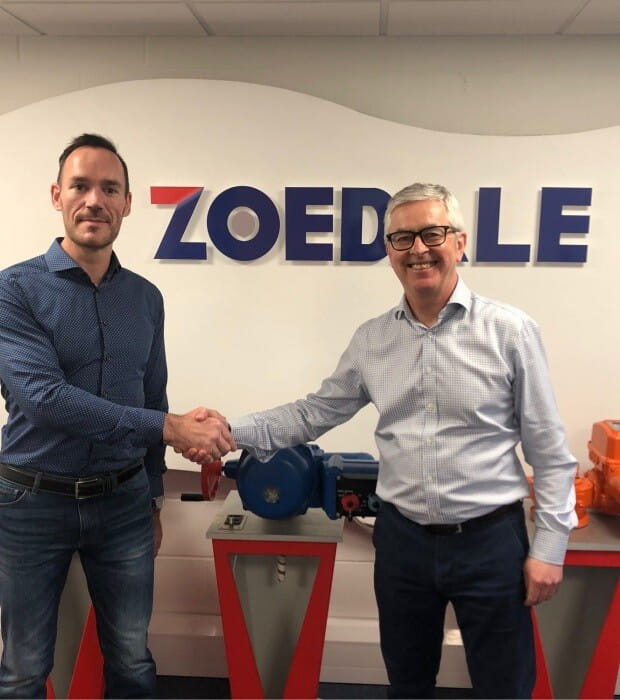 Tim and Richard shake hands over Zoedale acquisition