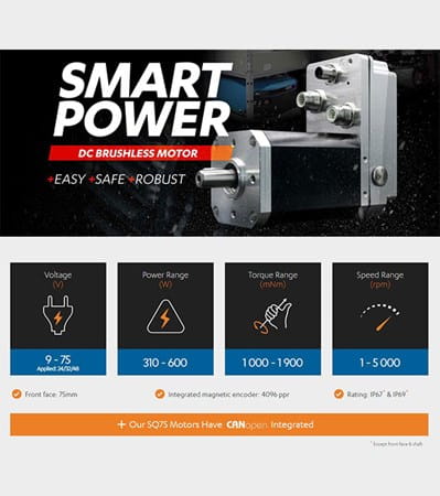Crouzet SQ75 smart power DC brushless motor, easy, safe, robust