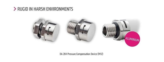Stego snap in pressure compensation devices, rugged in harsh environments