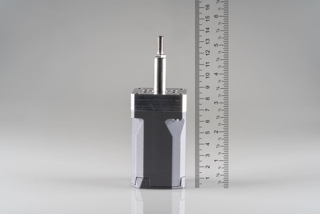 Smela smart electronic actuator size shown next to ruler