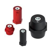 Range of black and red support insulators and columns from Teknomega