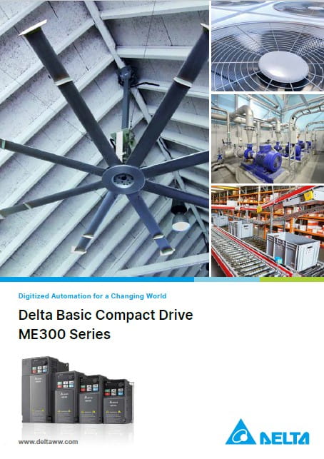 Delta Electronics ME300 series VFD drives brochure cover