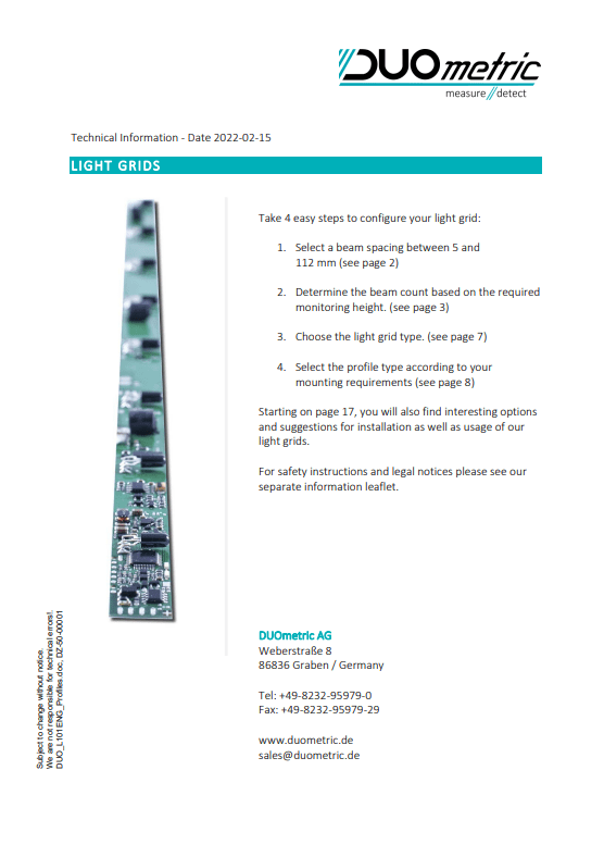 DUOmetric Product Catalogue Cover Image