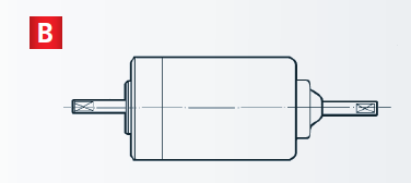 Cylindrical component with connections, model 162 Design B