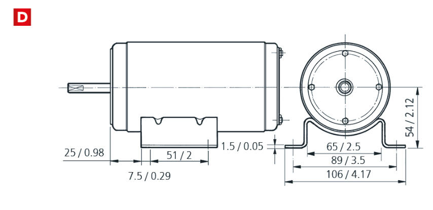 Electric motor with specifications, model 168 Des D, shown in technical drawing with dimensions.