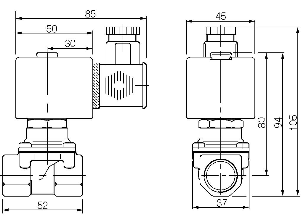 2/2 proportionality valve 3/8"-1/2"-dimension drawing