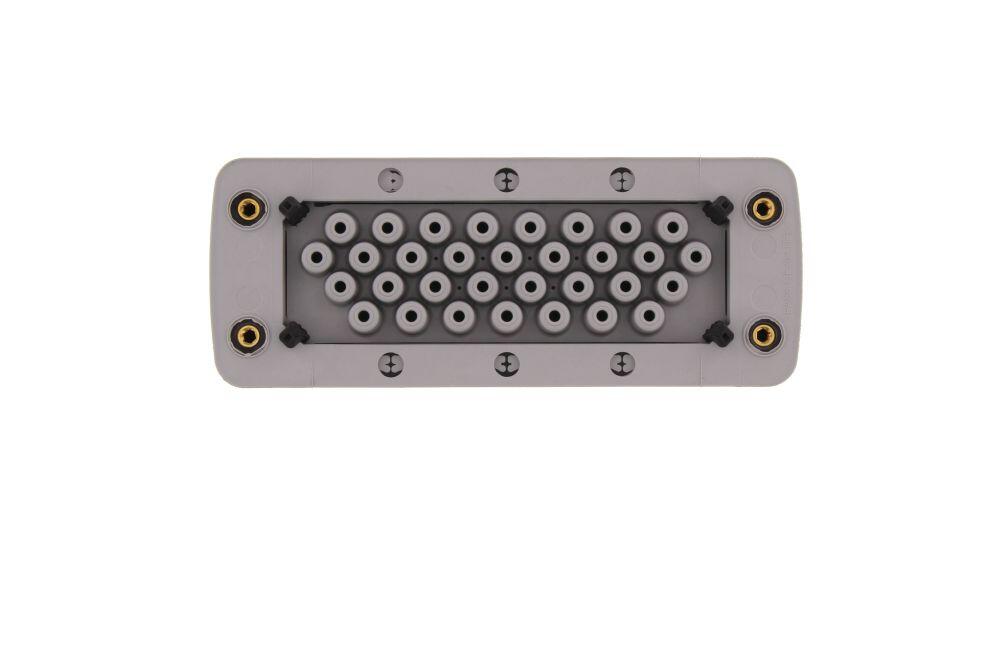 Product image of a CONTA-CLIP connection plate with multiple connections for industrial use
