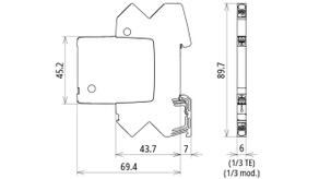 Media component from DEHN, model 9272XX BCO ML2 XXX_m_D_E, with dimensions 45.2 x 69.4 mm.