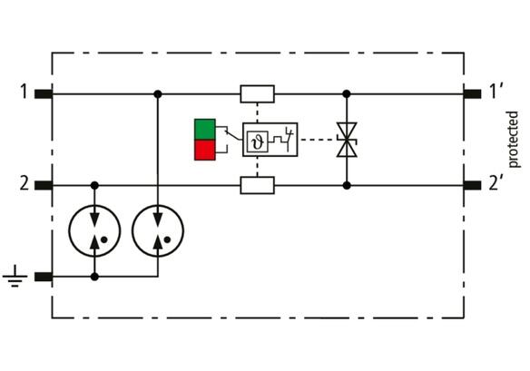 Wiring diagram for DEHN protection with components for electrical connection