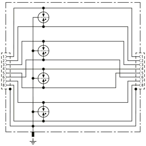 Wiring diagram for electrical components from DEHN, model 929166.