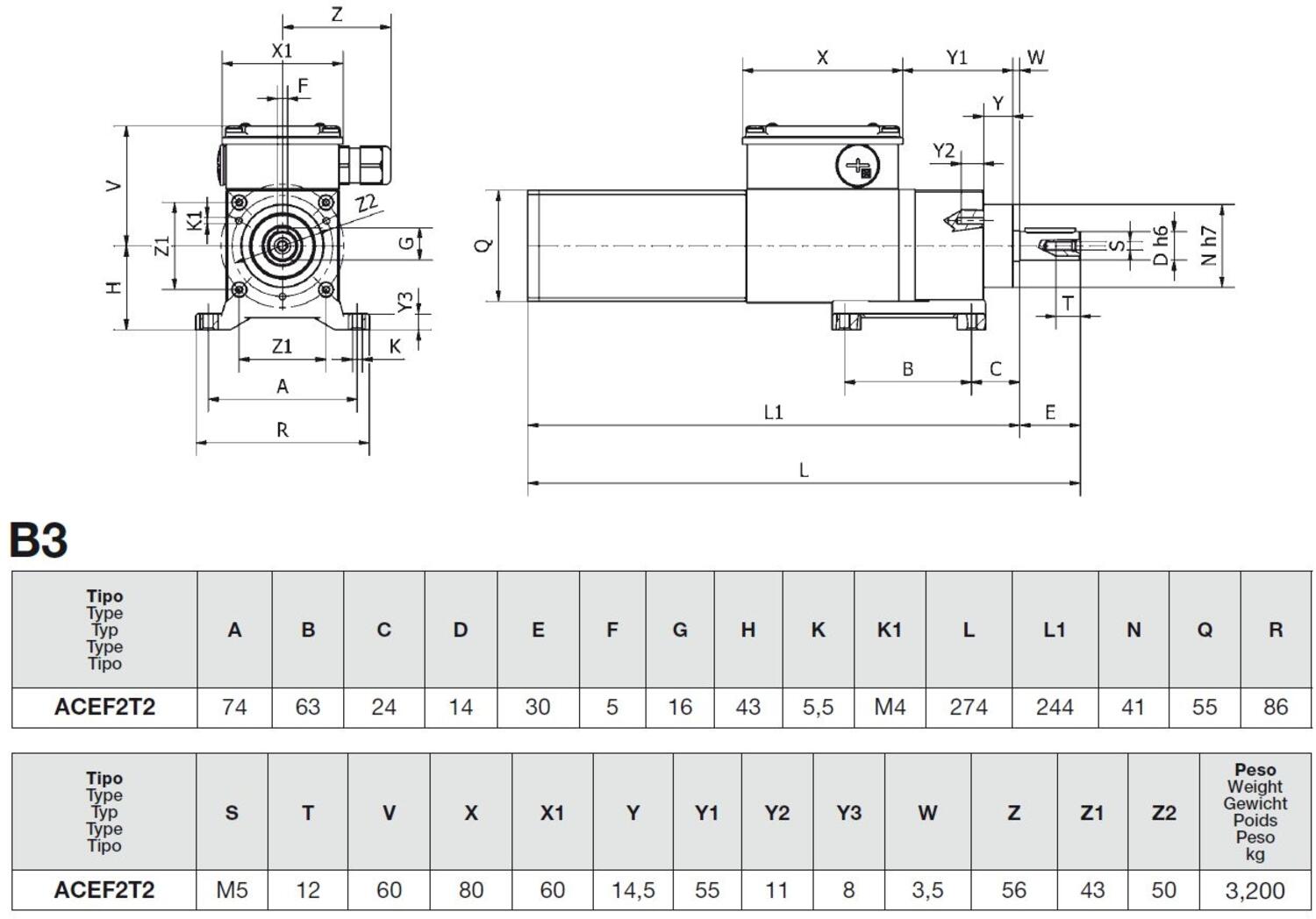 ACEF B3 dimensions