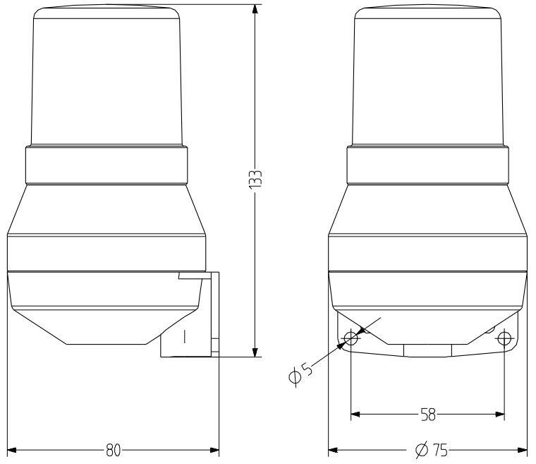 Auer Signal Vertical Mount Mini Horn with Beacon, K Series diagram