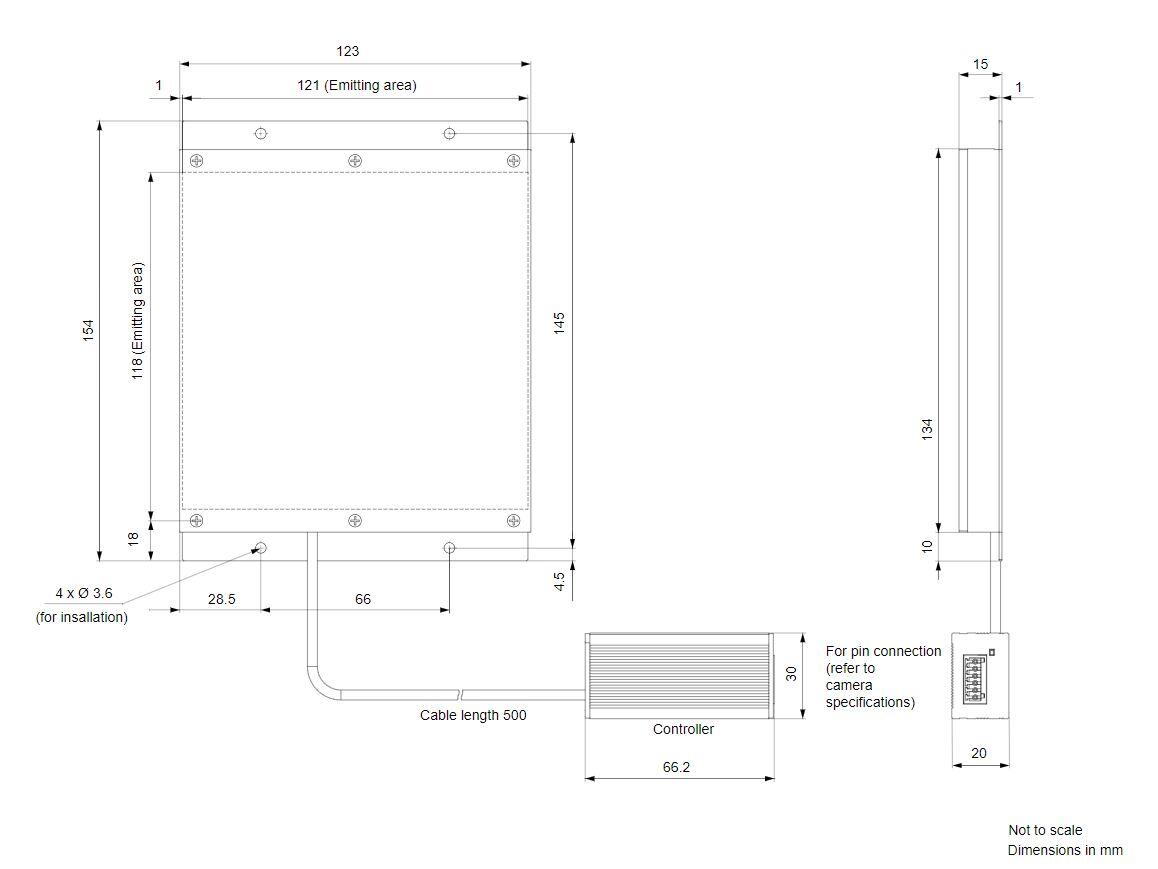 Basler backlight 120mm dimensional drawing