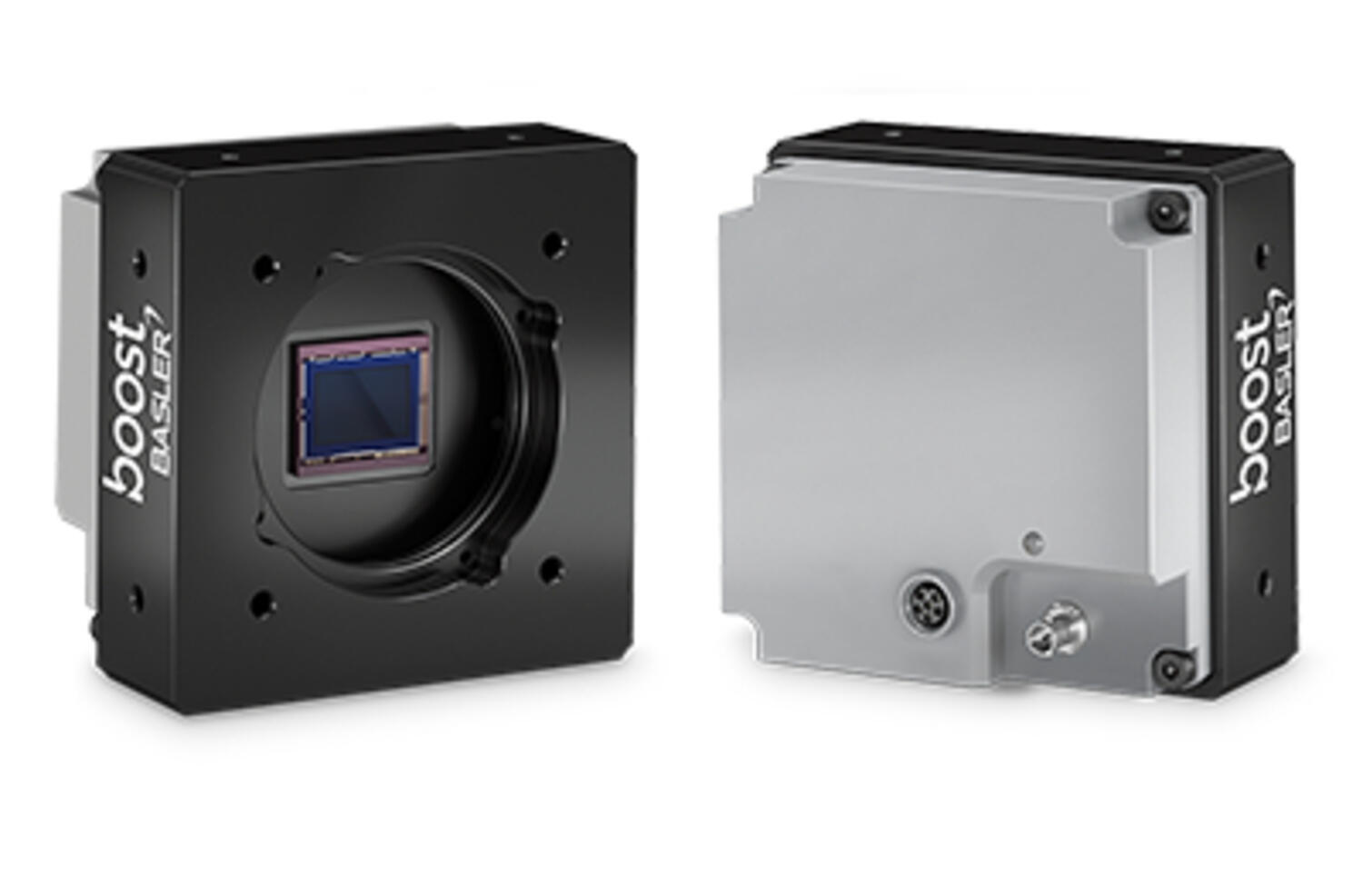 Basler Boost CoaXpress camera - front and rear view