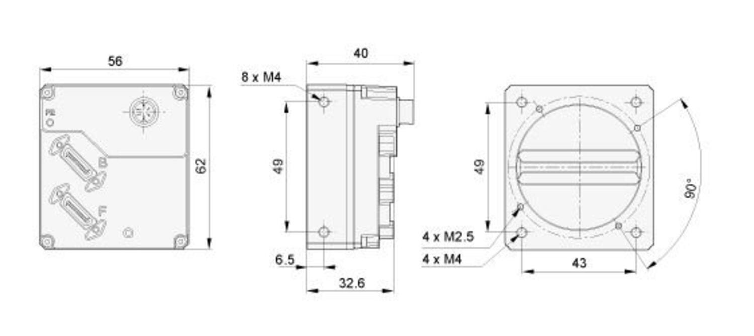 Basler Racer Line Scan Camera dimensions drawings