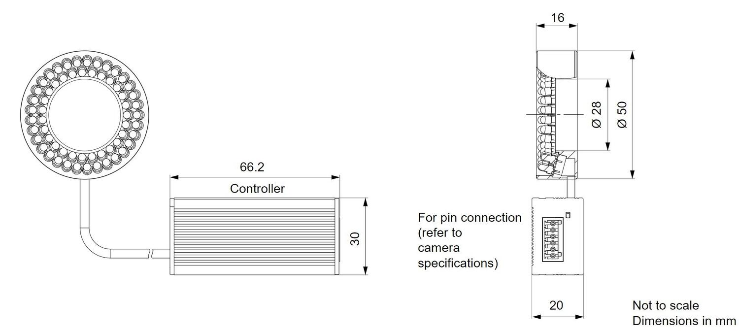 Basler ring lights 50mm dimensional drawing
