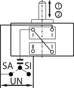 1 Outer stroke position<br />2 Inner stroke position<br />SA Clockwise rotation<br />SI Anti-clockwise rotation