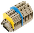 Conta-clip terminals mounted on DIN rail with end stops & partition plates