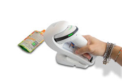 Datalogic Gryphon GD4500 cordless white handheld barcode scanner in use