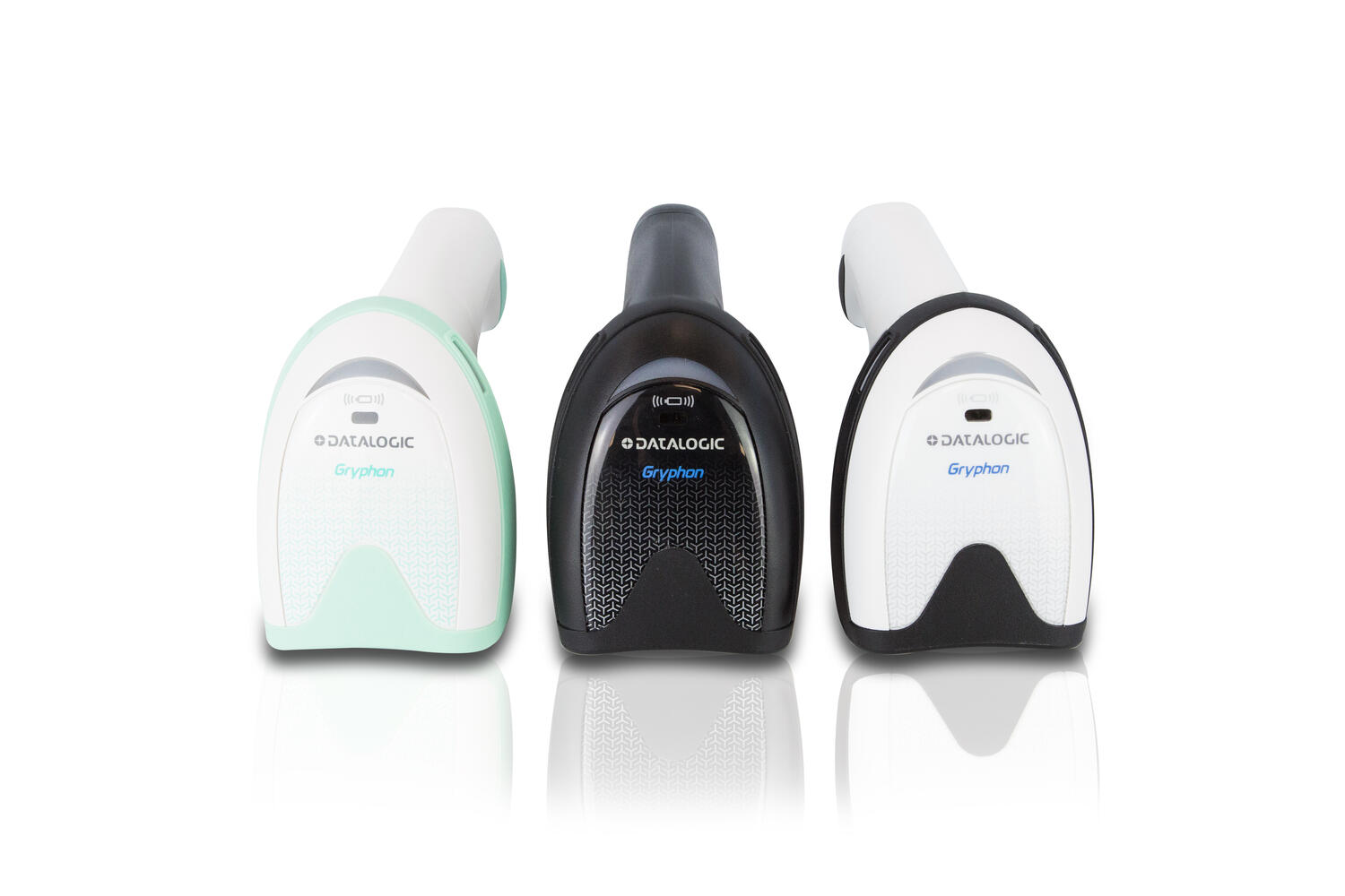 Datalogic Gryphon GD4500 group shot black and white handheld barcode scanners