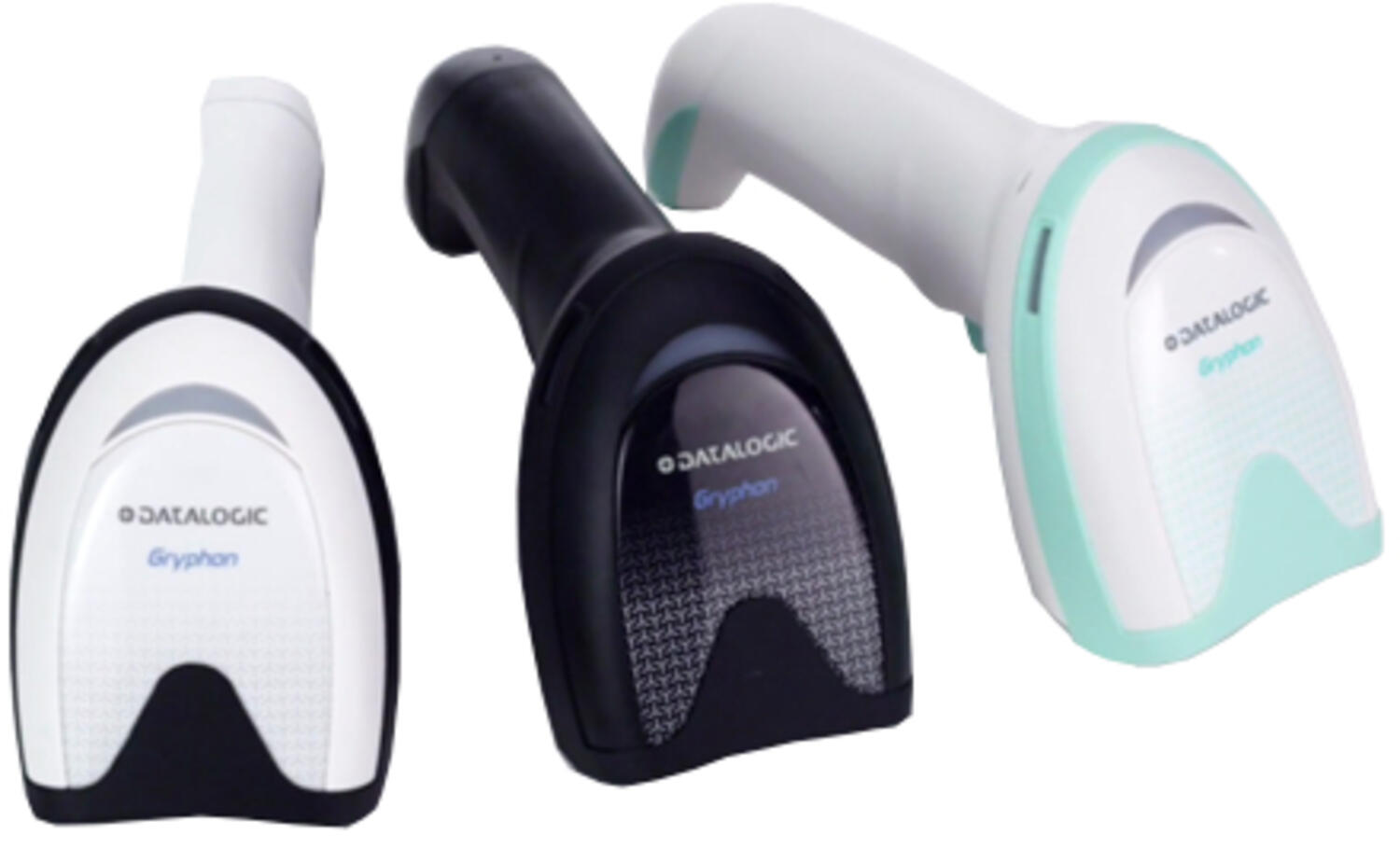 Datalogic Gryphon GD4500 group shot black and white handheld barcode scanners