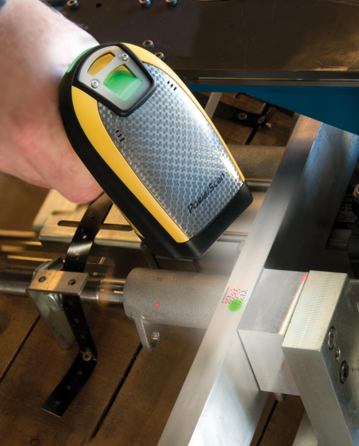 Datalogic powerscan heavy duty handheld barcode scanner in use