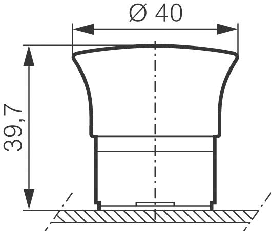 Dimensions illuminated emergency stop, pull reset