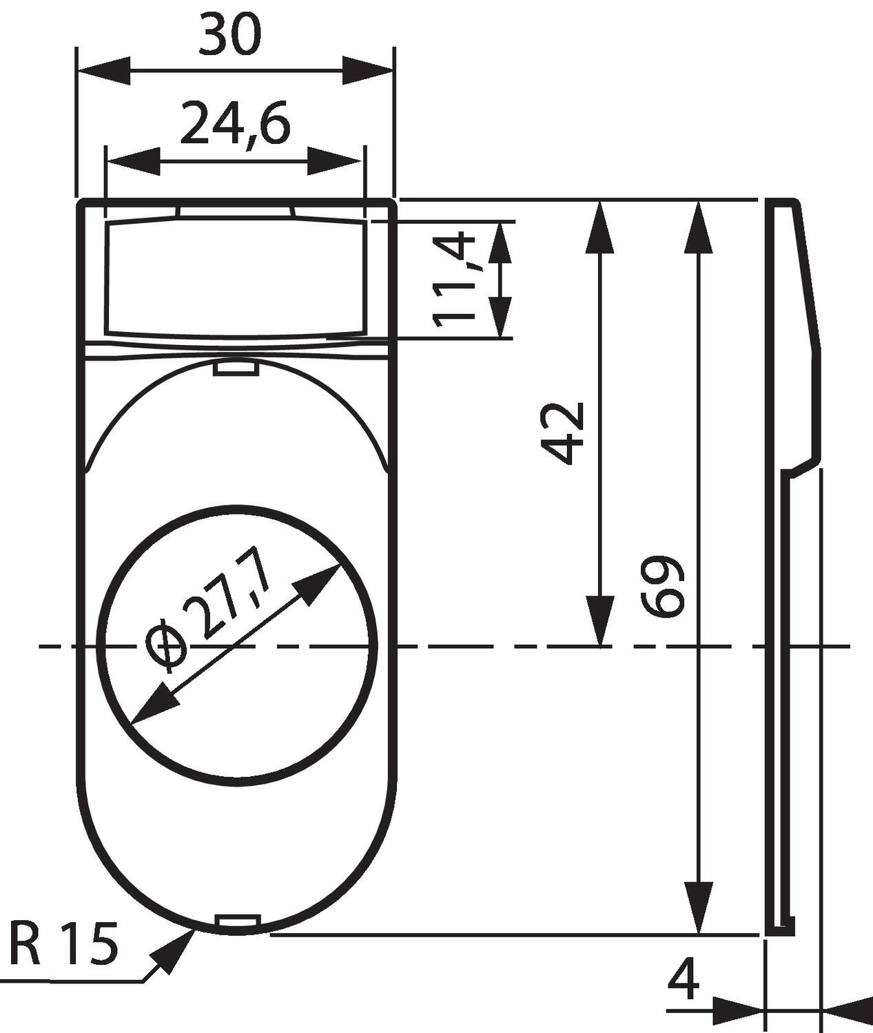 Dimensions legend holder for multi-function button