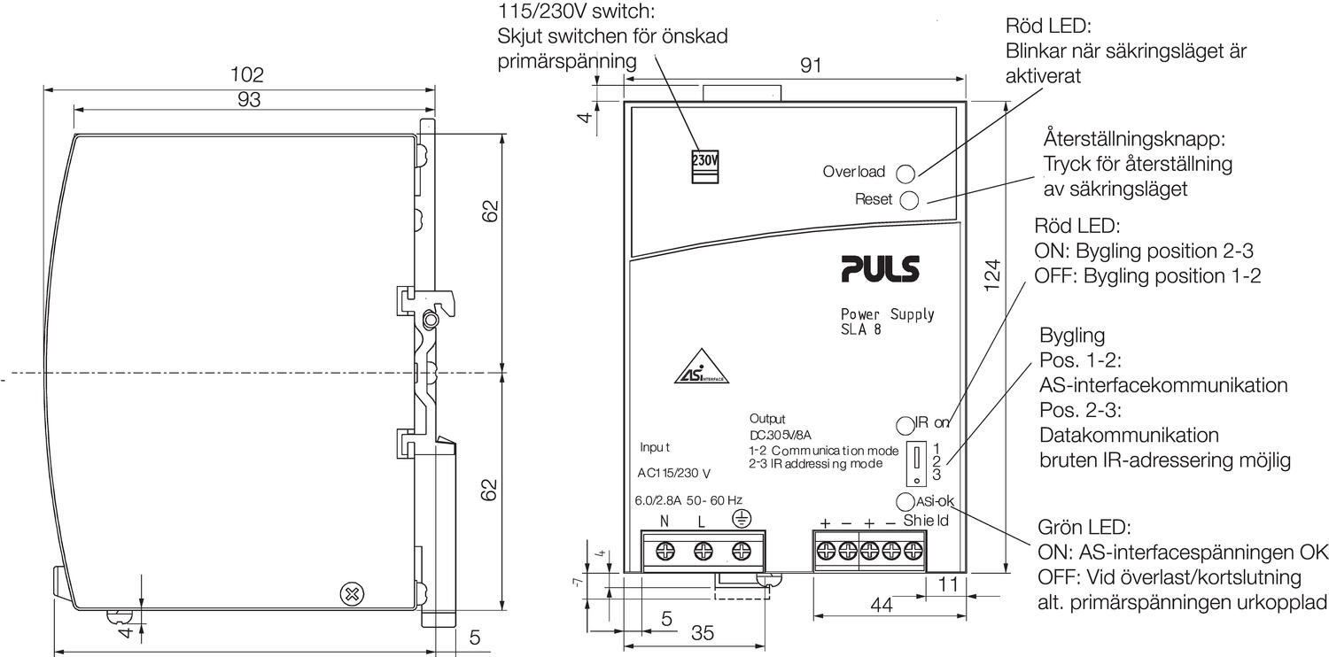Dimensions SLA8.100 and SLA8.300