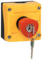 Emergency stop button key to reset