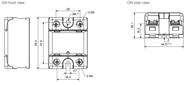 GN series solid state relay dimensional drawing