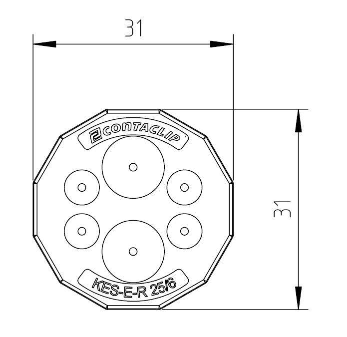 Octagonal contact plate KES-E-R 25-6 with four connections and dimensions 31 mm